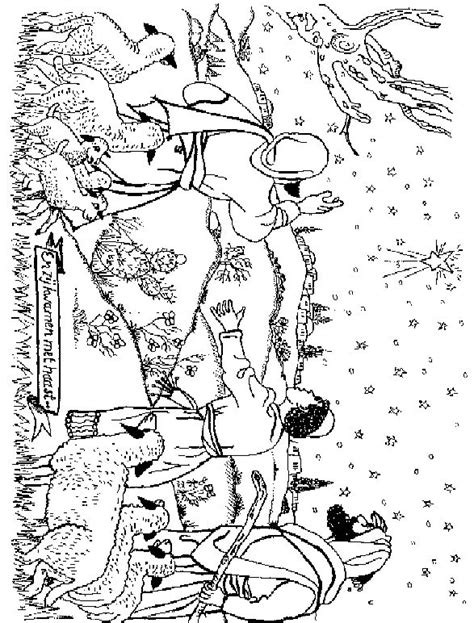 A coloring page of holly leaves forming a capital c. Angels And Shepherds Coloring Pages | Sunday school ...