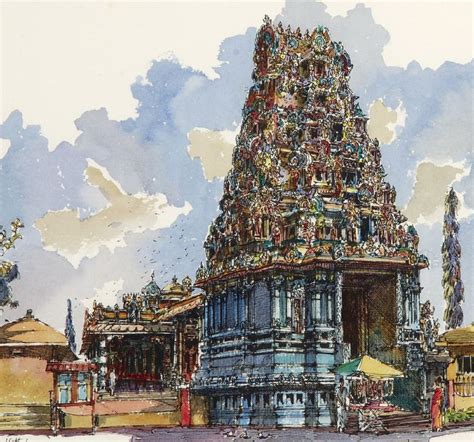 An Artistic Painting Of A Temple In India