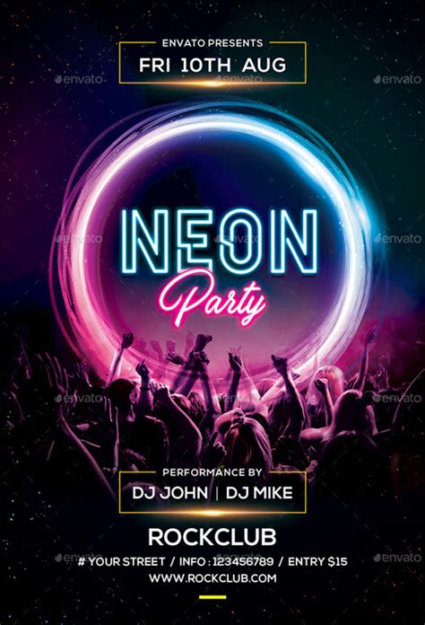 Neon Party Flyer Template Free Printable Templates