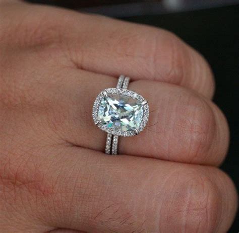 Besides, i don't know how the igi came up with this costco diamonds ring's value. 14k White Gold 10x8mm Aquamarine Cushion Halo by Twoperidotbirds, $1600.00 | Aquamarine ...
