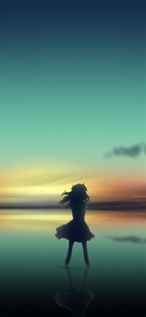 1125x2436 Resolution Anime Girl In Clear Sunset Iphone Xsiphone 10