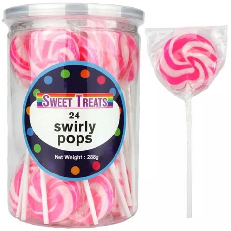 Pink Swirl Lollipops Pack Of 24 Bulk Candy Lollies And Chocolates