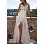 Long White Lace A Line Prom DressSexy Wedding Party DressProm Dress 