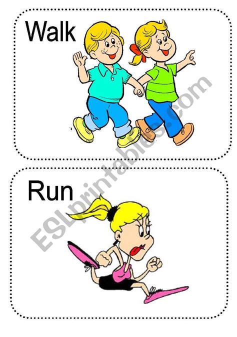 Action Verb Flash Cards Esl Worksheet By Canadianruixue