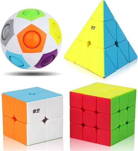 Roxenda Speed Cube Set Speed Cube Bundle Of 2x2 3x3 Pyramid Cube And Magic Rainbow