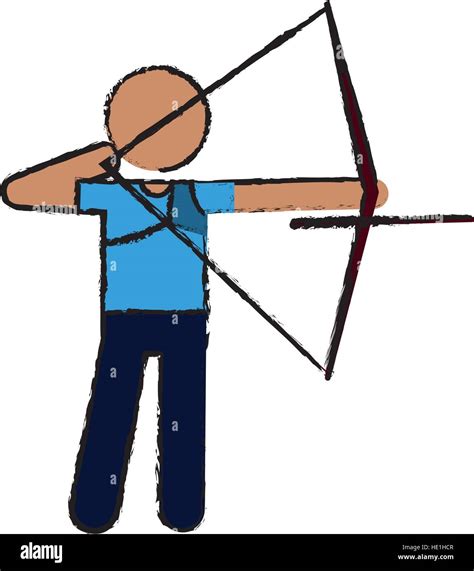 Drawing Archery Player Aiming Bow Game Stock Vector Image And Art Alamy