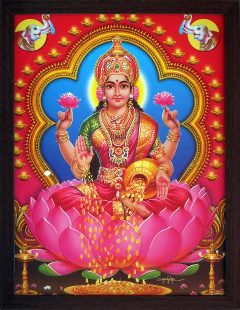 Goddess Maa Lakshmi Sitting In Lotus And Showering Money A Etsy