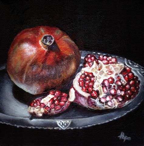 Red Pomegranate Oil On Canvas Original Painting Pomegranate Art