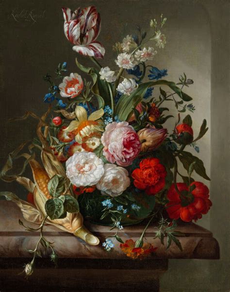 Rachel Ruysch Vase Of Flowers With An Ear Of Corn