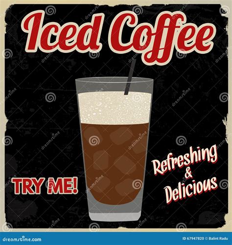 Iced Coffee Retro Poster Vector Illustration 67947820