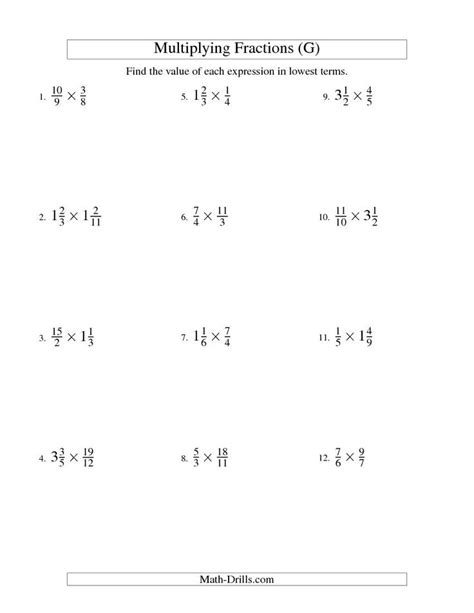 Multiplying and Simplifying Fractions with Some Mixed Fractions (G
