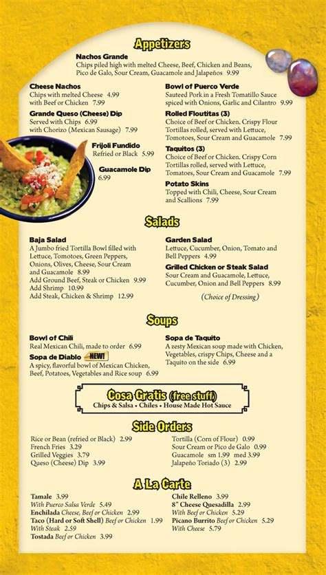 Menu - Appetizers - Soups - Salads - Free Stuff - Side Order - A La