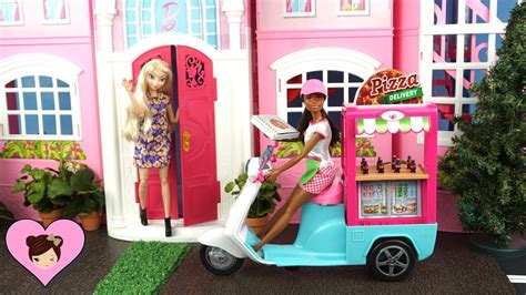 Barbie Doll Pizza Delivery To Frozen Elsa Dollhouse Barbie Pizza Chef