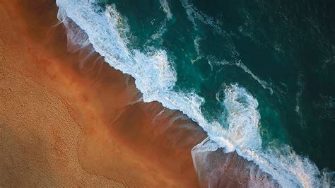 Hd Wallpaper Aerial Shot Of Seawaves Birds Eye View Of Seashore