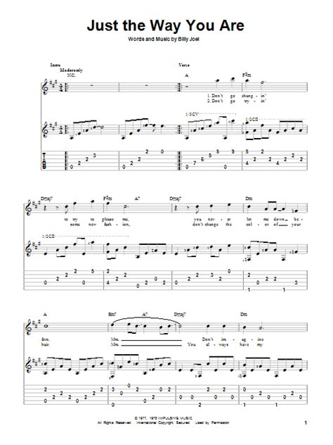 Recommended by the wall street journal. Just The Way You Are Sheet Music | Billy Joel | Guitar Tab