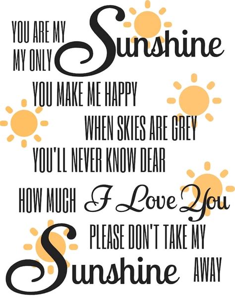 You Are My Sunshine Poem Download Printable Baby Nursery Etsy