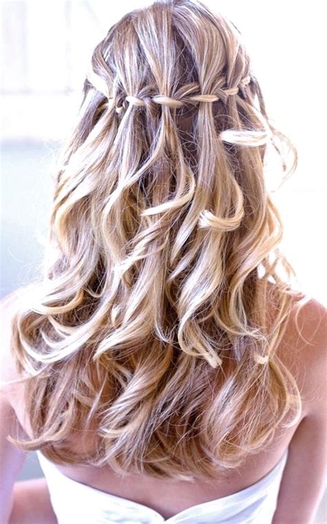 Brides Waterfall Braid Long Down Curls Bridal Hair Ideas Toni Kami
