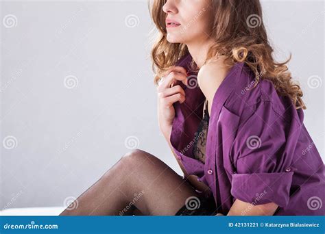 Undressing Woman In Bedroom Stock Image Image Of Seducing Natural 42131221