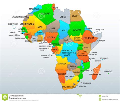 Mapa Político De África Ilustración Del Vector Ilustración De