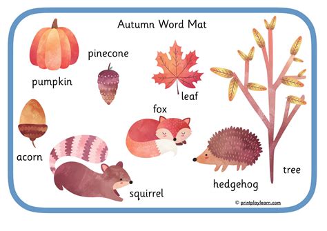 Autumn Themed Word Mat Printable Teaching Resources Print Play Learn
