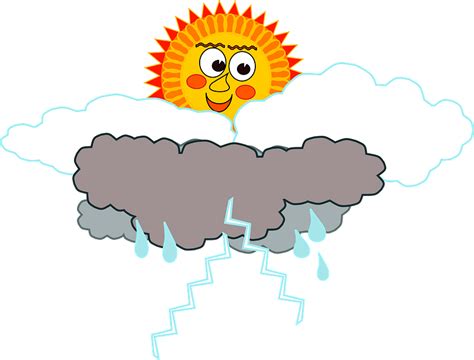Smiling Sun With Dark Clouds And Rain Clipart Free Download