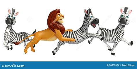 Lion Hunting Zebra Stock Illustration Illustration Of Toon 70067374