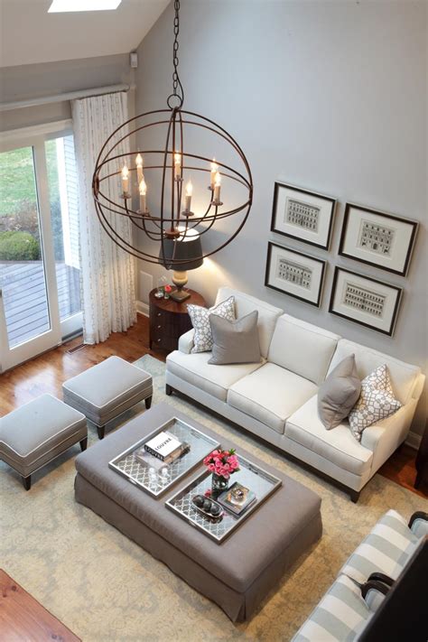 Overhead View Of Chic Gray Living Room With Orb