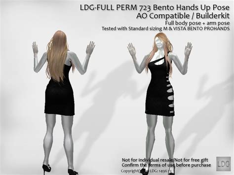 Second Life Marketplace Ldg Full Perm 723 Bento Hands Up Pose Ao