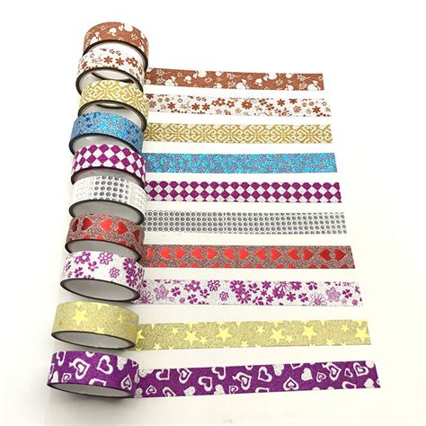 1pc colorful glitter washi tape stationery scrapbooking decorative adhesive tapes diy masking