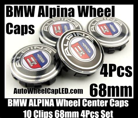 Bmw Alpina Wheel Center Caps 68mm 4pcs Set Roundels 10 Clips Aluminum