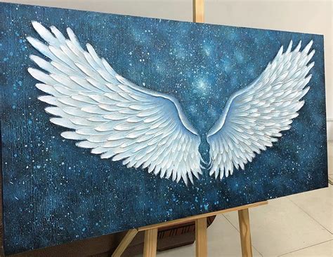 Boiee Art24x48inch Oil Hand Paintings 100 Hand Painted Angel Wing