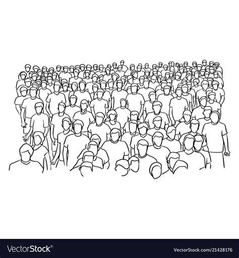 Crowd Of People Standing Sketch Royalty Free Vector Image