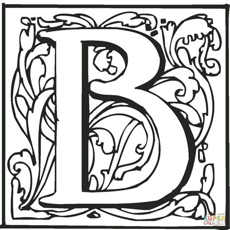 It s fun to learn the alphabet. Letter B with Ornament coloring page from English Alphabet ...