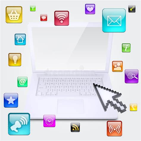 Laptop And Application Icons Stock Illustration Illustration Of
