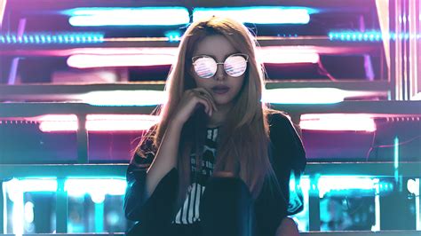 Girl Sunglasses Neon Lights Wallpaperhd Photography Wallpapers4k