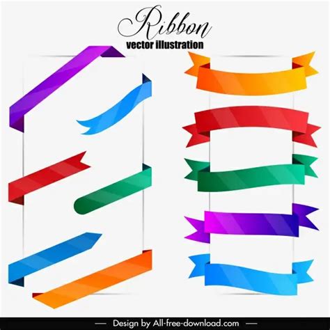 Modern Infographic Templates Colorful Curved Ribbon Style Vectors