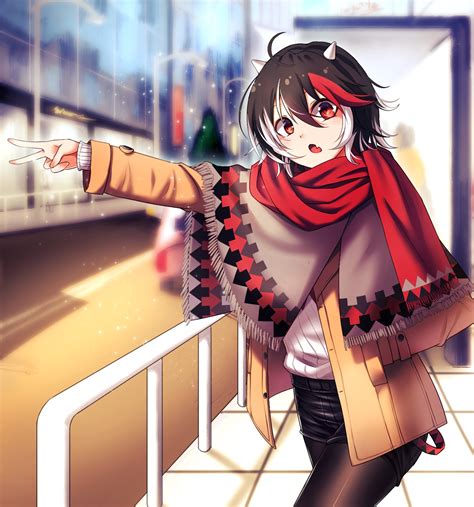 Wallpaper Illustration Anime Girls Short Hair Shorts Touhou Horns Red Eyes Sweater Toy