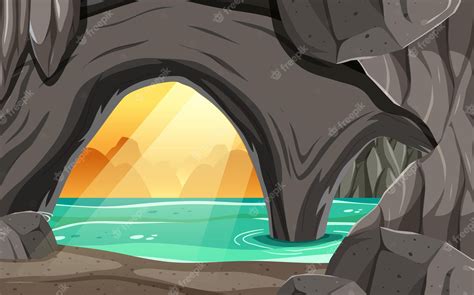 Premium Vector Inside Cave Landscape In Cartoon Style