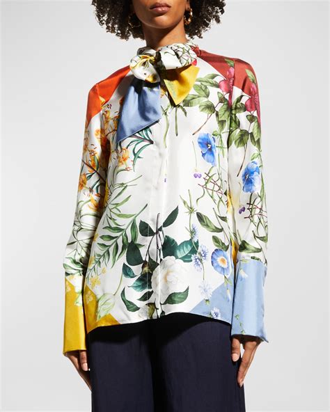 Silk Floral Top Neiman Marcus