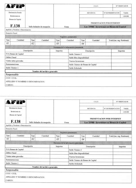 ¿cómo ser monotributo en afip? Formulario 138 - INVERSIONES EN BIENES DE CAPITAL LEY 25 ...