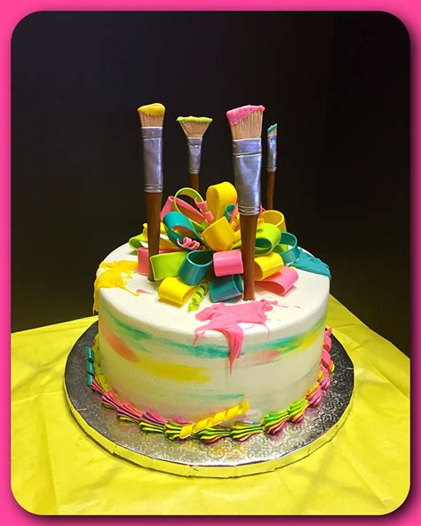 An Artist Themed Cake Complete With Fondant Paint Brushes And Edible