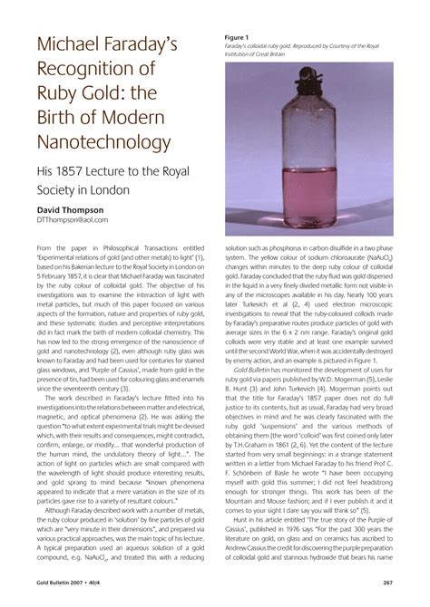 Pdf Michael Faradays Recognition Of Ruby Gold The Birth Of Modern
