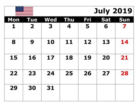 July 2019 Usa Bank Holidays Calendar Holiday Calendar Bank Holiday