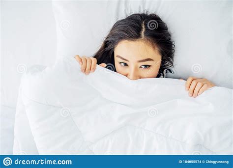 Wake Up Lonely Beautiful Young Asian Woman Waking Up After Good Night