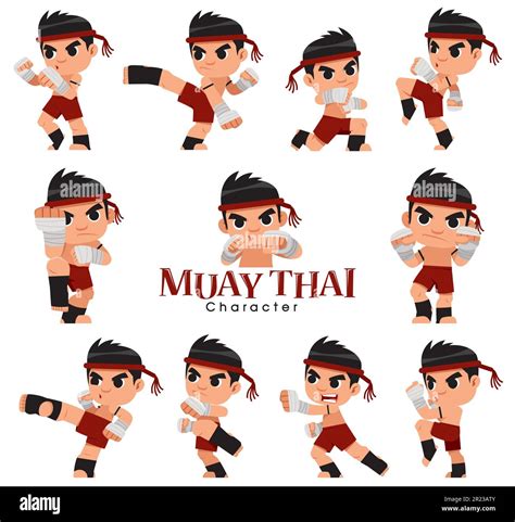 Vector Illustration Of Cartoon Thai Boxing Muay Thai Boxing Stock