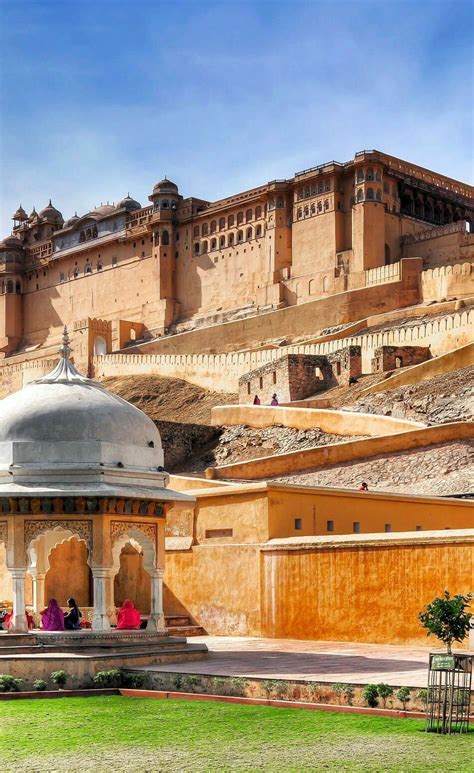 Beautiful Amber Fort Near Jaipur City In India Rajasthan Tourist