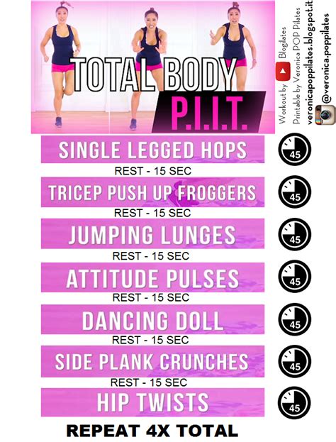 This Is A Printable Version Of The Blogilates Total Body Piit Video