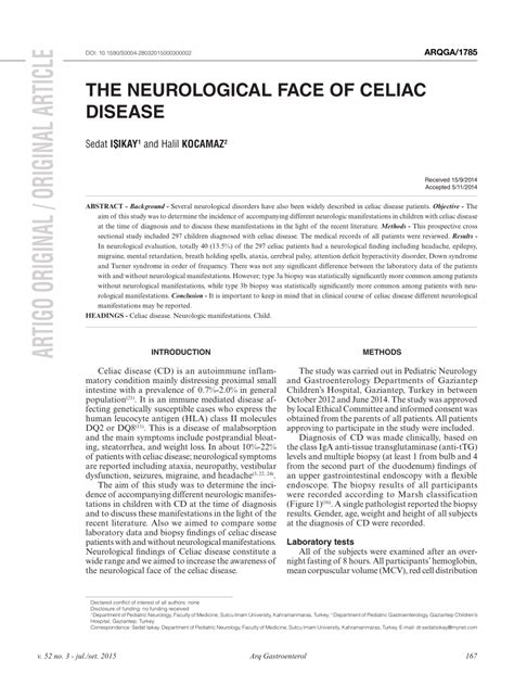 Pdf The Neurological Face Of Celiac Disease