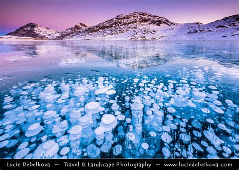 Switzerland Alps Deep Frozen Lago Bianco White Lake With Surreal