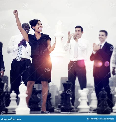 Business People Celebration Winning Chess Game Concept Stock Image